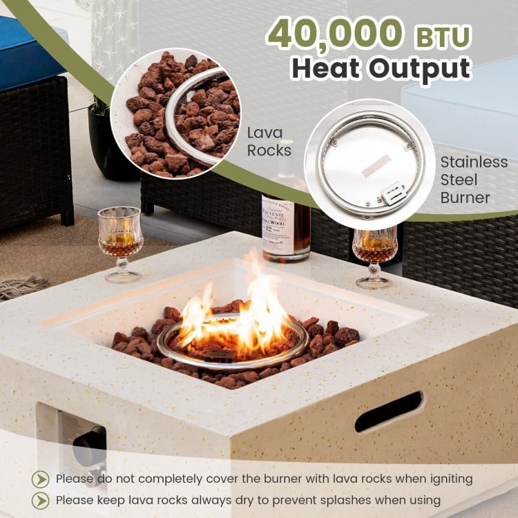 28 Inch 40000 BTU Square Propane Gas Fire Pit with PVC Cover