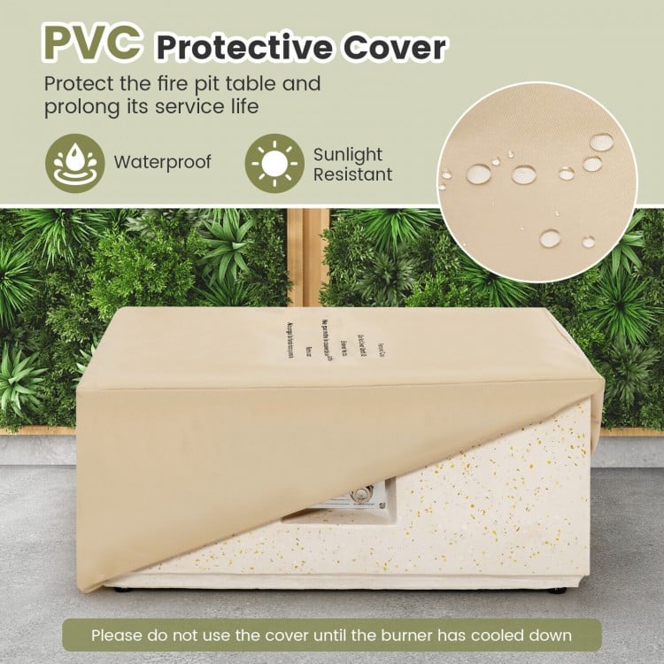 28 Inch 40000 BTU Square Propane Gas Fire Pit with PVC Cover