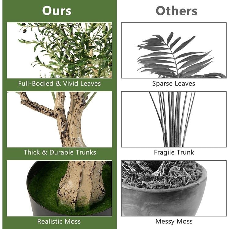 6 Feet Artificial Olive Tree in Cement Pot-2 Pieces