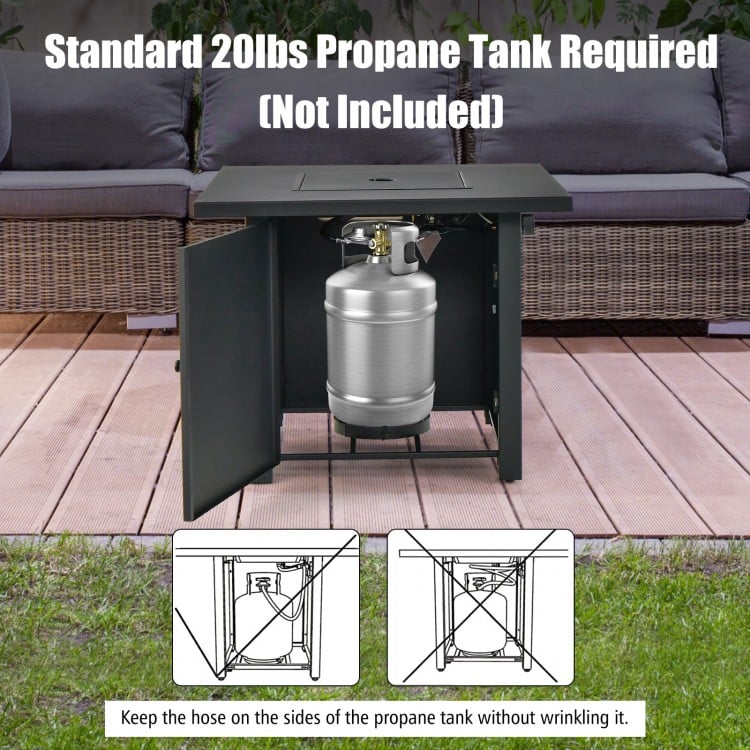 50,000 BTU 32 Inch Square Propane Gas Fire Pit Table