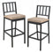 Set of 2 Patio Bar Chairs with Detachable Cushion and Footrest-Vertical Stripes