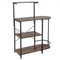 4-Tier Kitchen Bakers Rack with 6 S-Hooks and Stemware Racks-Rustic Brown