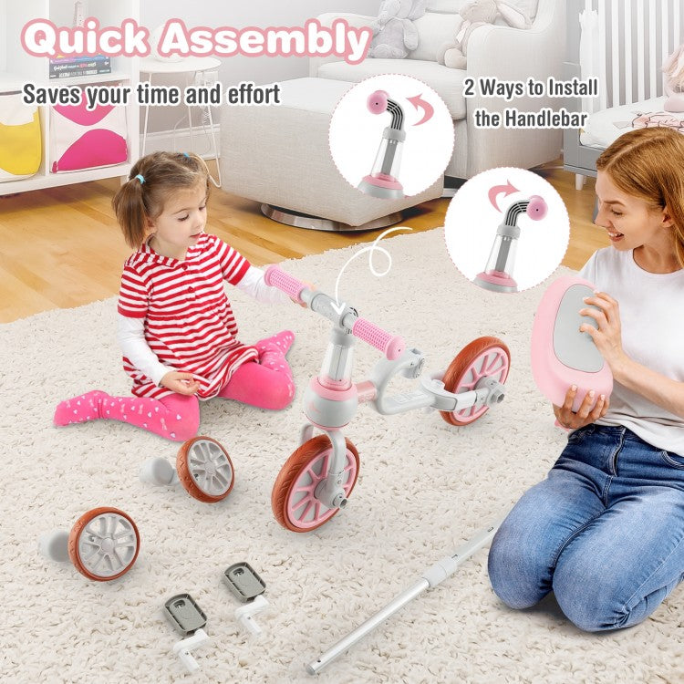 4-in-1 Kids Tricycle with Adjustable Parent Push Handle, Balance Bike & Training Trike for Ages 2–4