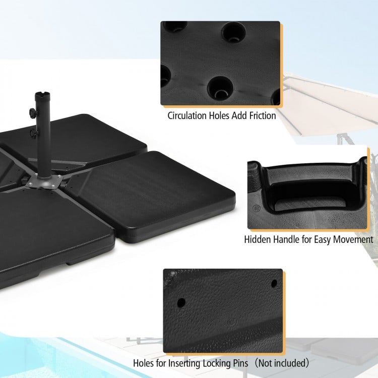 4 Pieces 13L Cantilever Offset Patio Umbrella Base with Easy-Fill Spouts