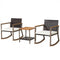 3 Pieces Rattan Rocking Bistro Set with Coffee Table and Cushions-Off White
