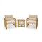 3 Pieces Patio PE Wicker Conversation Set with Acacia Wood Frame and Cushions-Beige