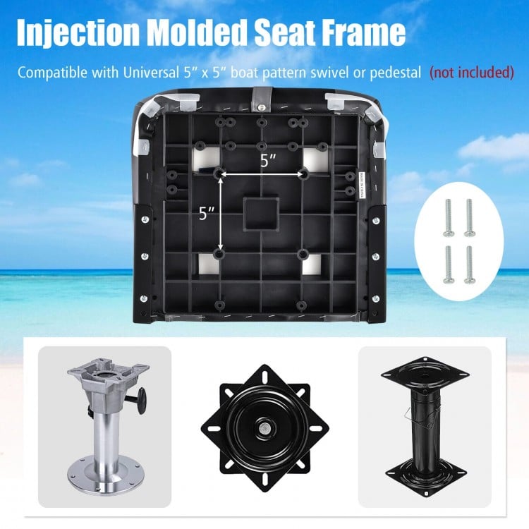 High Back Folding Boat Seats with Black Grey Sponge Cushion and Flexible Hinges