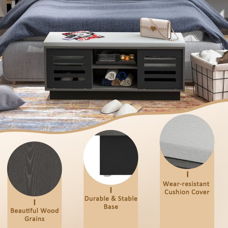 Shoe Bench with 6 Storage Compartments and 3 Adjustable Shelves-Gray