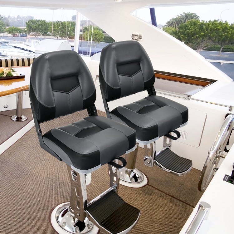Set of 2 Folding Low Back Fishing Boat Seats with Stainless Steel Screws