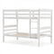 Solid Wood Twin Over Twin Bunk Bed Frame with High Guardrails and Integrated Ladder-White
