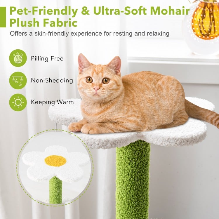 34.5 Inch 4-Tier Cute Cat Tree with Jingling Balls and Condo-Blue