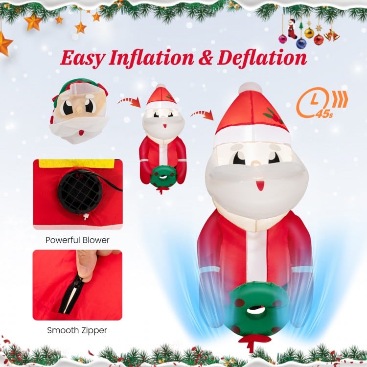 3.3 Feet Lighted Inflatable Santa Claus Broke Out from Window