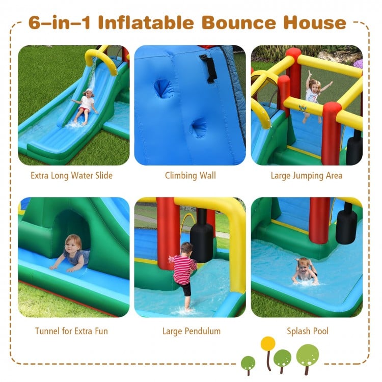 Inflatable Water Slide with Splash Pool Water Park and 680W Blower