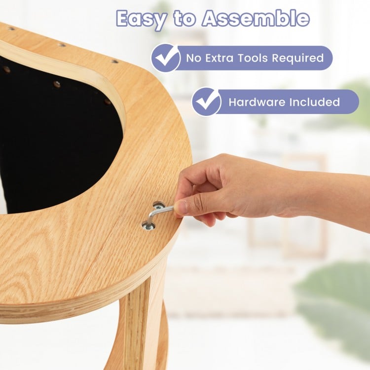 Wooden Rocking Chair with Comfortable Padded Seat Cushion and Knee Support-Black