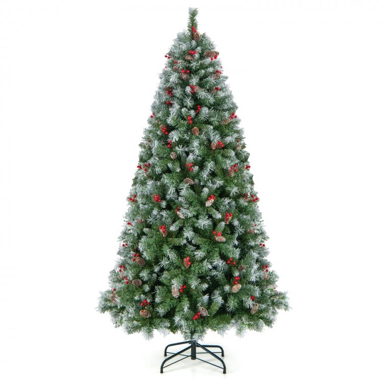 7.5 Feet Hinged Christmas Tree with PVC Branch Tips and Warm White LED Lights