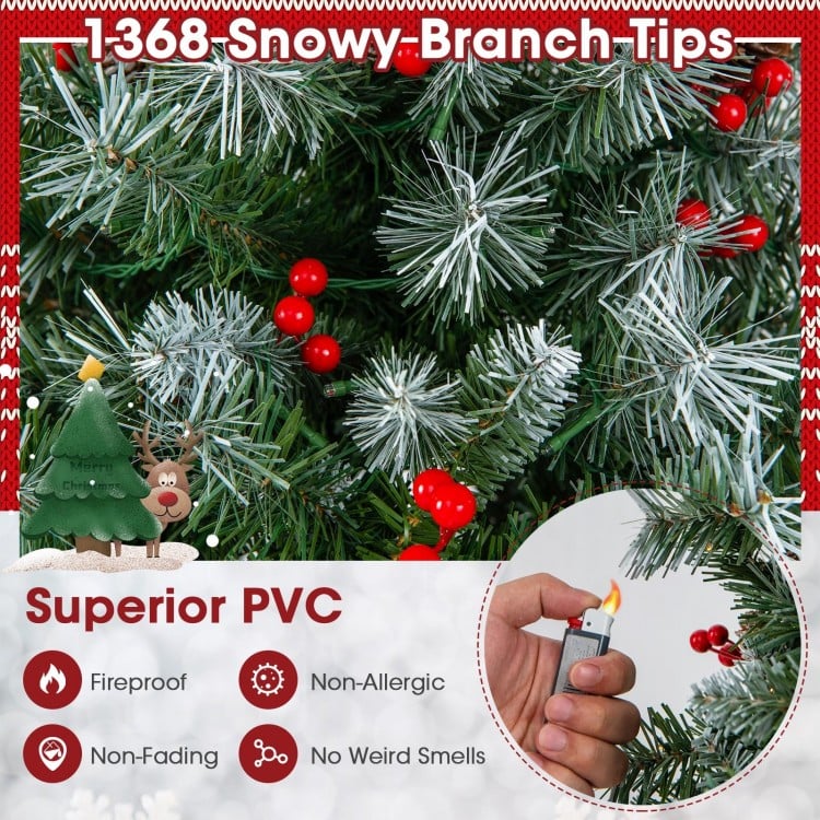 7.5 Feet Hinged Christmas Tree with PVC Branch Tips and Warm White LED Lights