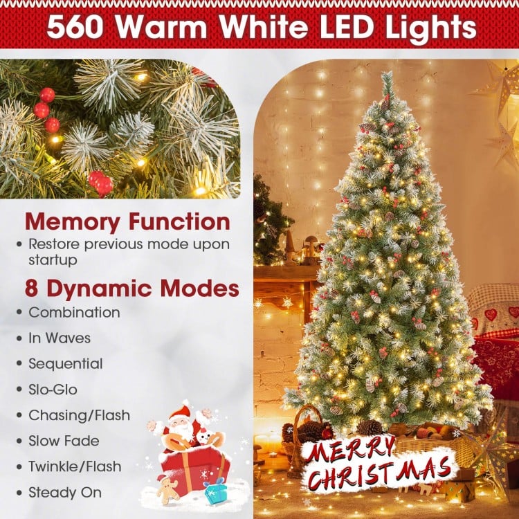 7.5 Feet Hinged Christmas Tree with PVC Branch Tips and Warm White LED Lights