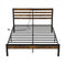 Full/Queen Size Bed Frame with Charging Station and Storage Headboard-Queen Size