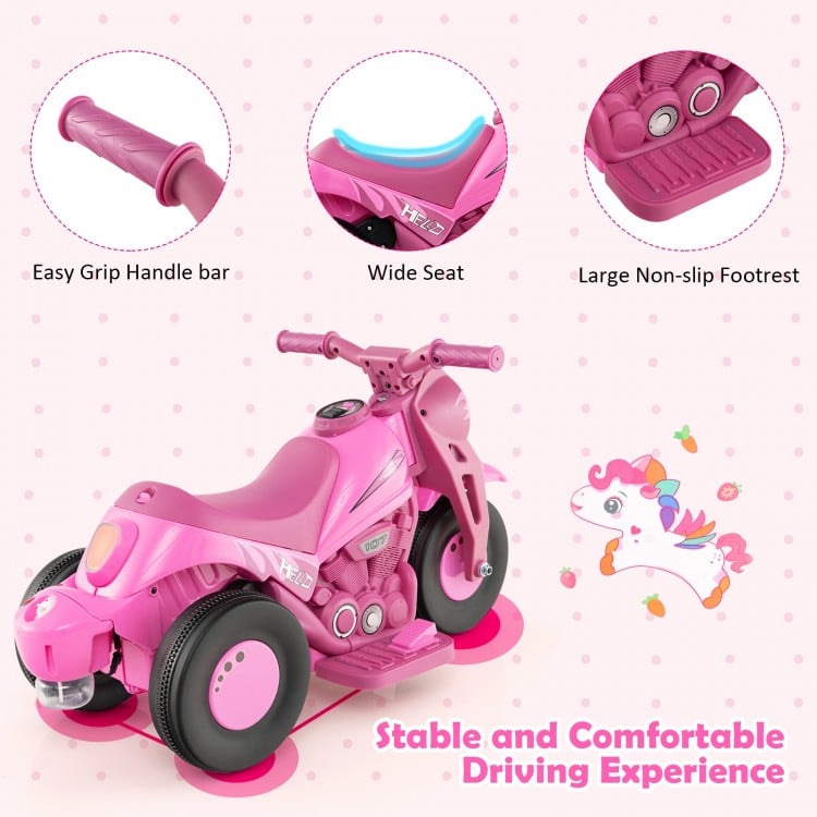 6V Kids Electric Ride on Motorcycle with Bubble Maker and Music-Pink