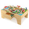84-Piece Wooden Train Set with Reversible and Detachable Tabletop
