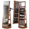 Lockable 360° Swivel Jewelry Cabinet with Full-Length Mirror LED Lights-Black