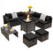 Outdoor 9 Pieces Patio Furniture Set with 50,000 BTU Propane Fire Pit Table
