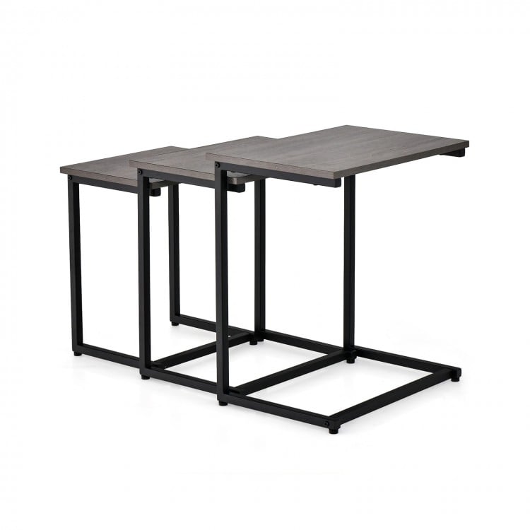 3 Pieces Multifunctional Coffee End Table Set-Oak