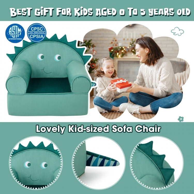 Original Kids Sofa with Armrest and Thick Cushion-Green