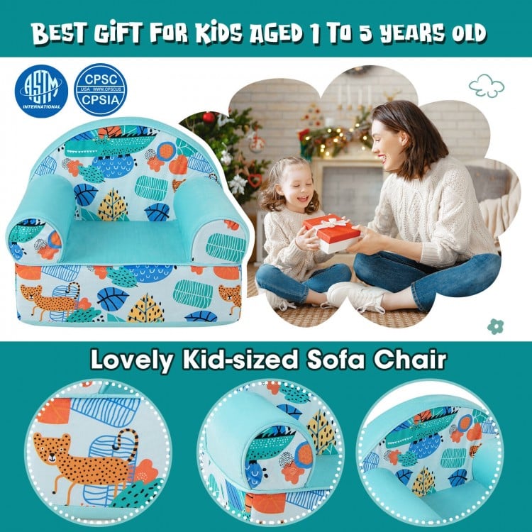 Kids Armchair with Plush Velvet Cover and Soft Sponge Filling-Blue