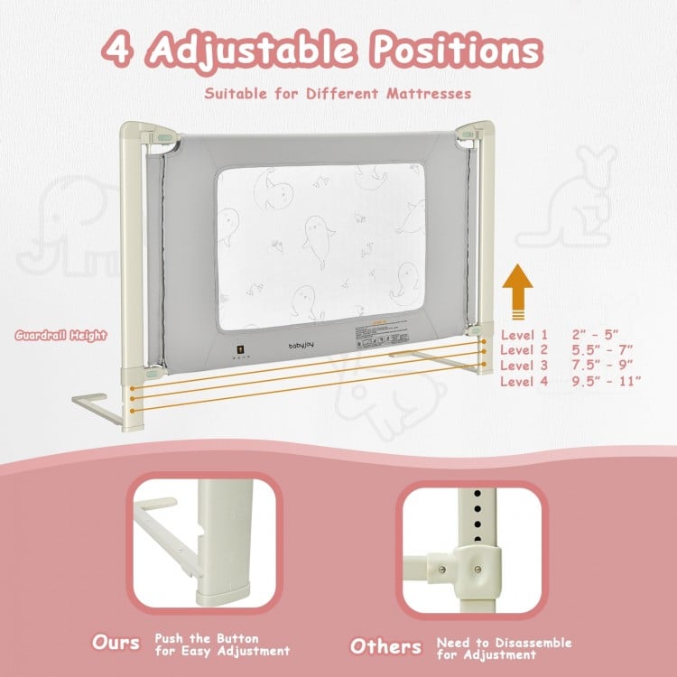 Bed Rail Guard for Toddlers Kid with Adjustable Height and Safety Lock-59 inch