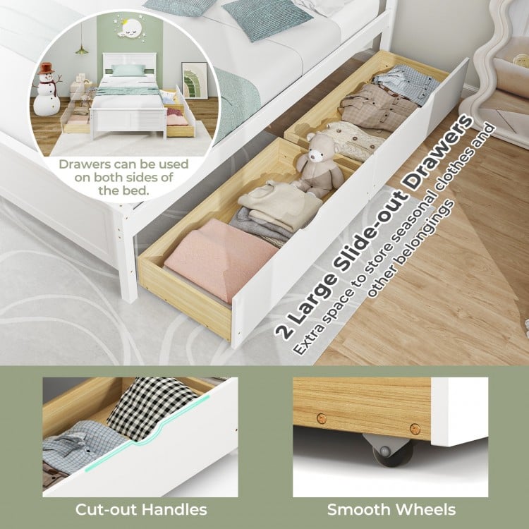 Twin Size Bed Frame with Storage Drawers-Gray