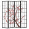 6 Feet Folding Decorative Oriental Privacy Screen with Plum Blossom Design-White