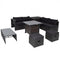9 Pieces Patio Furniture Set with 32” Fire Pit Table and 50000 BTU Square Propane Fire Pit