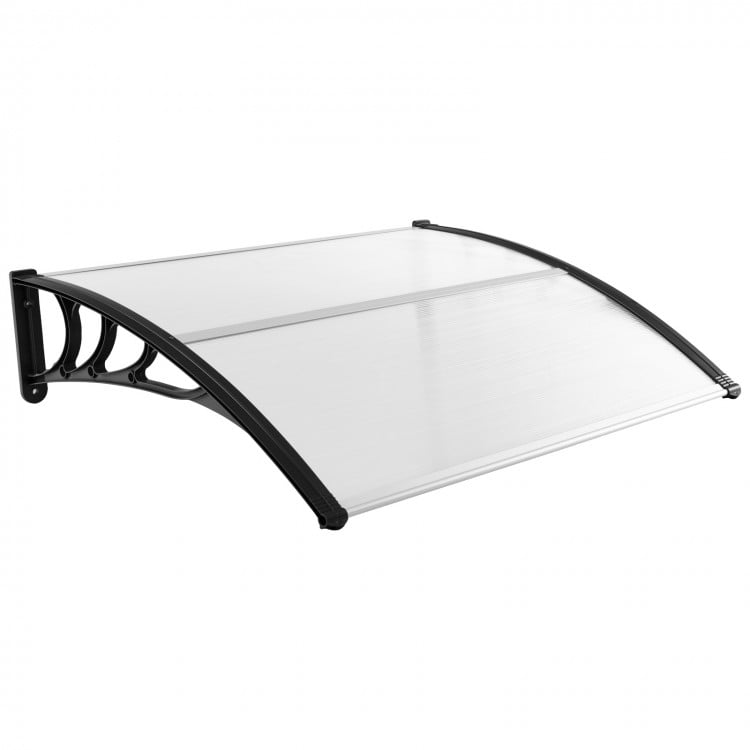 48 x 40 Inch Outdoor Front Door Window Awning Door Canopy Exterior-Black