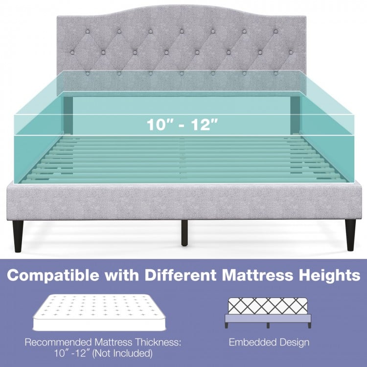 Queen Size Upholstered Platform Bed with Button Tufted Headboard-Queen Size