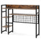 4-Tier Desk Shelf Desktop Display Rack with Metal Grid Panel and 6 Hooks-Rustic Brown