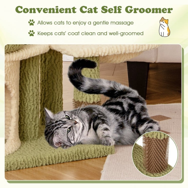 38 Inch Tall Multi-Level Aesthetic Kitten Tower with Condo and Bed-Green
