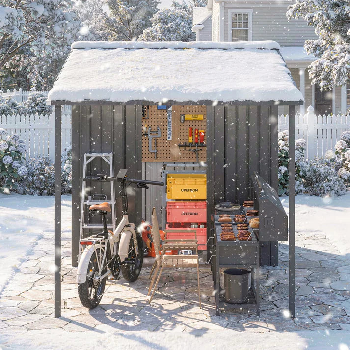 5' x 8' Metal Outdoor Grill Gazebo with 215 Cu. Ft. Lean-To Storage Shed, Galvanized Steel Hardtop Shelter