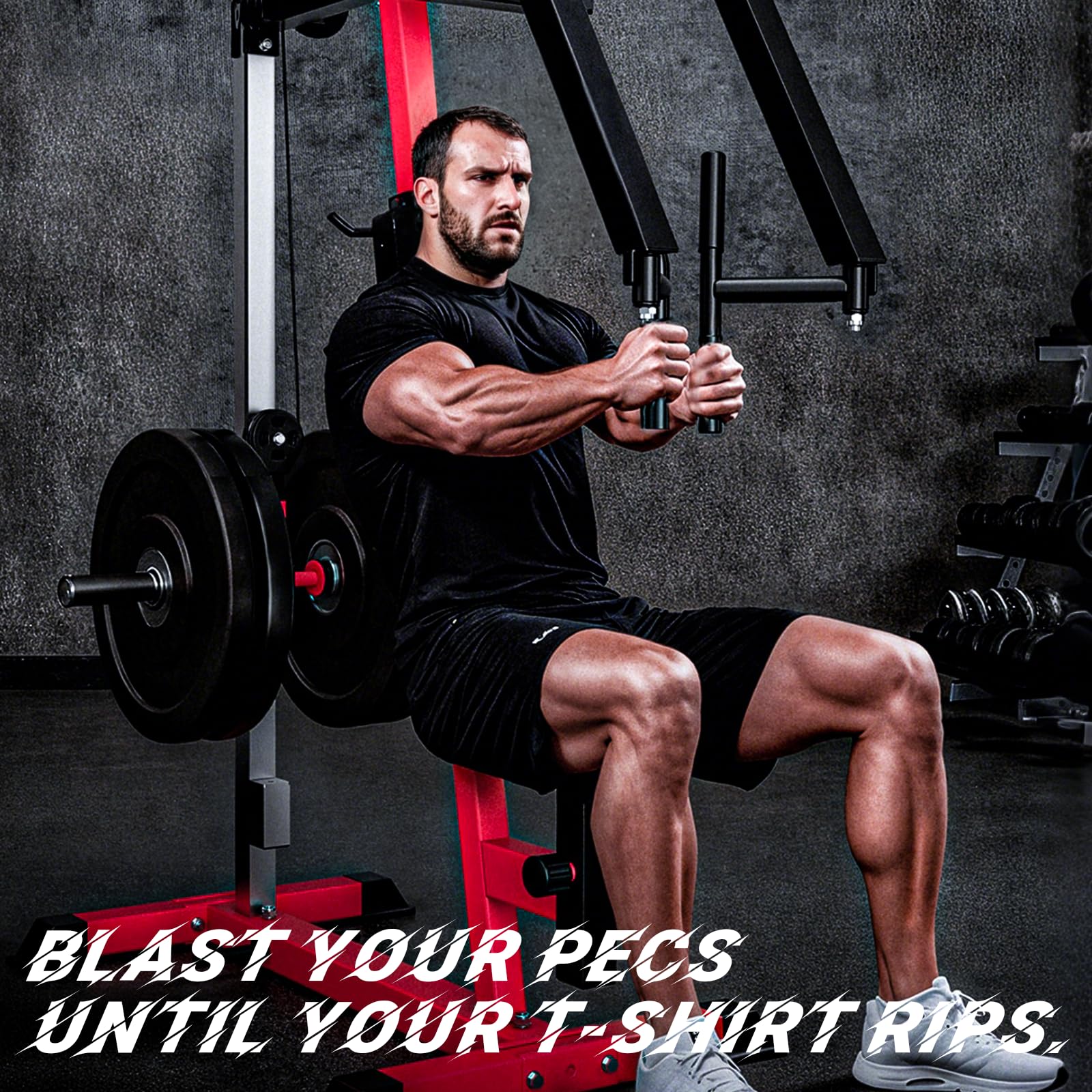 YODOLLA Adjustable Chest Fly & Reverse Delt Machine – PEC Deck Upper Body Trainer (Black/Red)