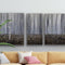 Solitude Forest Canvas Wall Art Luxury Impressionist Gallery Wrapped Artwork in Gold Payne’s Grey and White