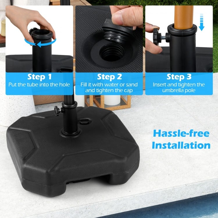 17 Inch 88 LBS Heavy-Duty Fillable Umbrella Base with Handle