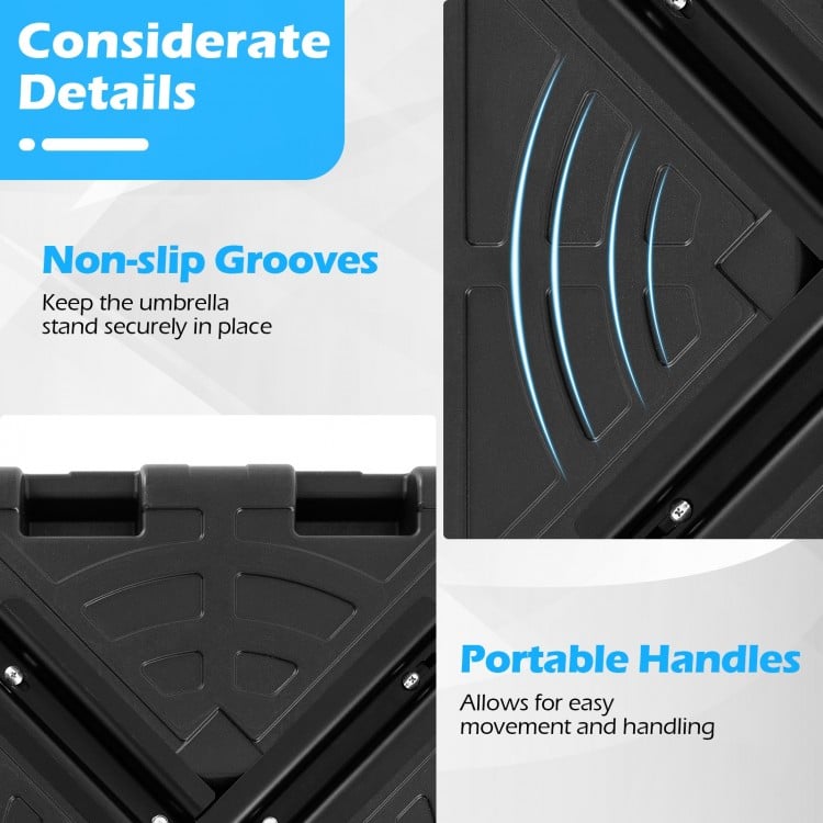 Weighted Offset Umbrella Base with Cross Bracket and Cut-out Handles