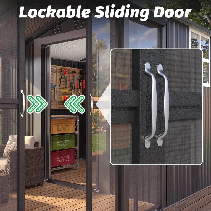 AECOJOY 10x10 Sunroom & 6x10 Storage Shed Combo with Sliding Screen Door