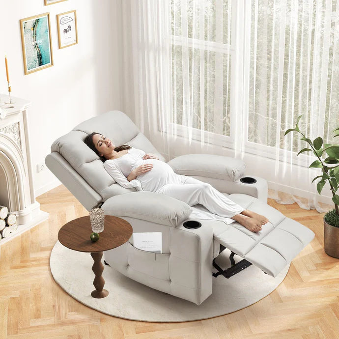 AECOJOY Electric Glider Recliner Nursery Chair with Lumbar Support, Cup Holders & Side Pockets