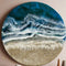West Coast Winter Round Ocean Wall Art Deep Wave Coastal Artwork on Solid Wood Panel