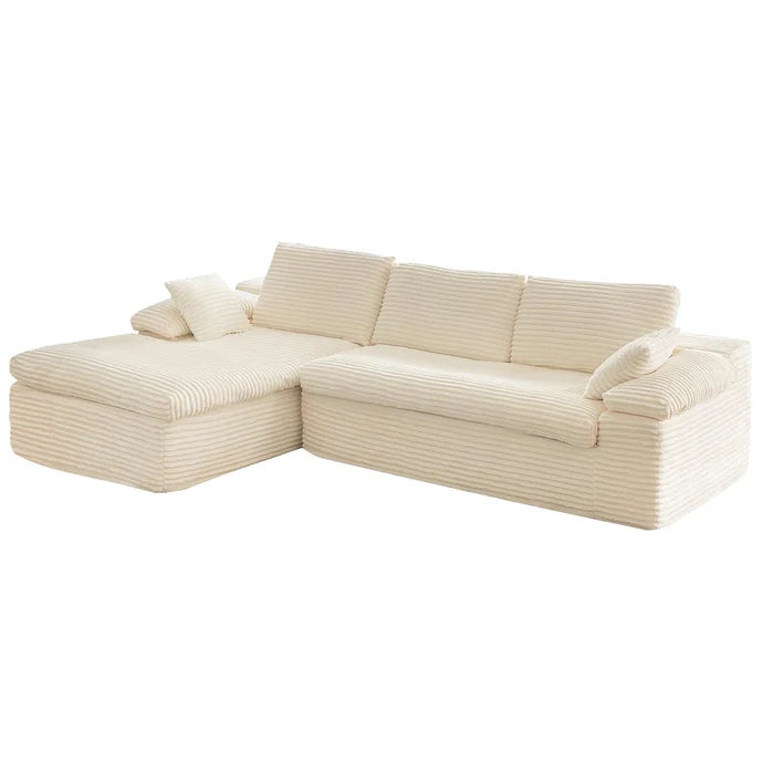 110" L-Shaped Modular Sectional Sofa – Cloud Boneless Couch, Plush Corduroy