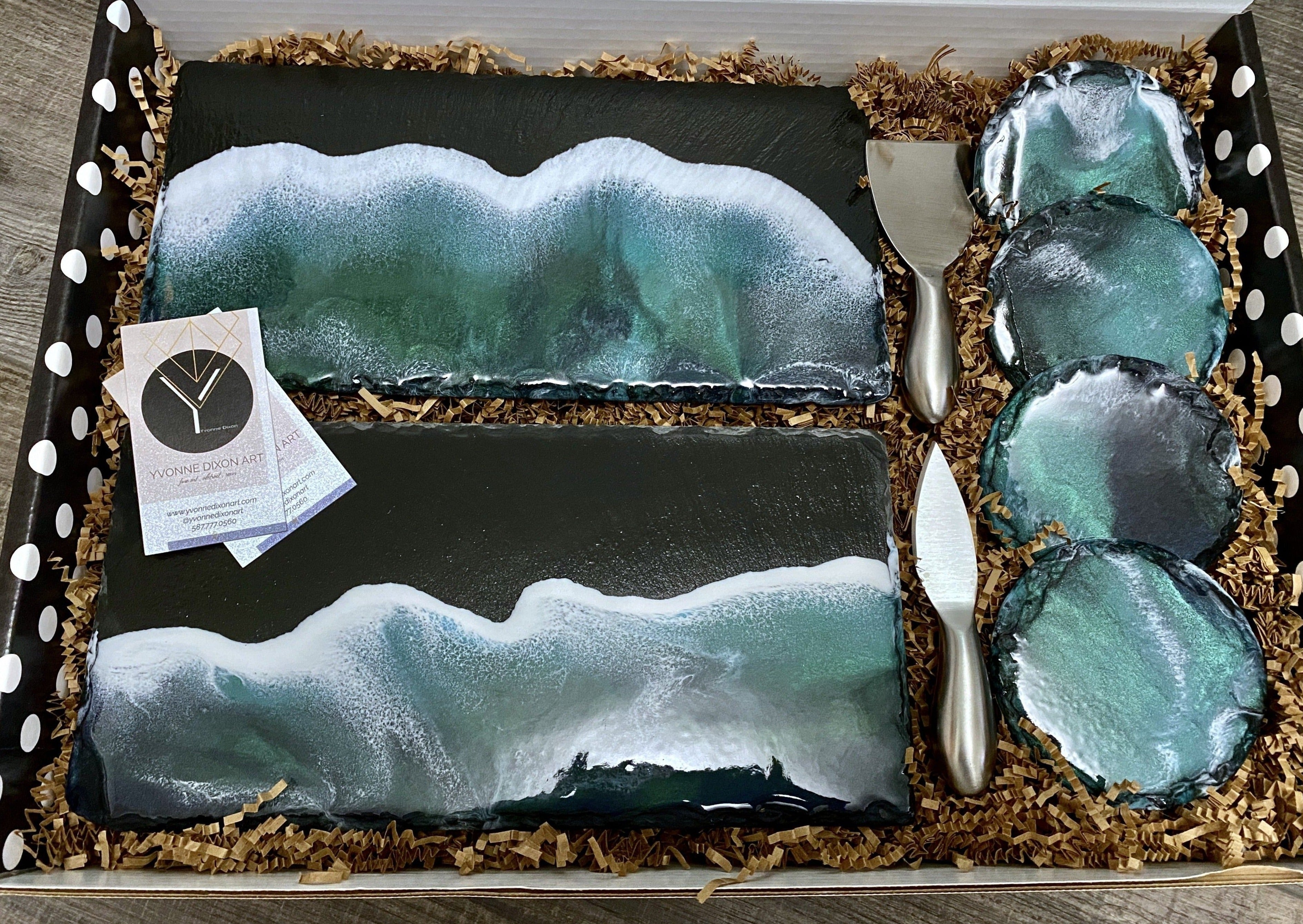 Natural Slate Charcuterie Board with Coasters 