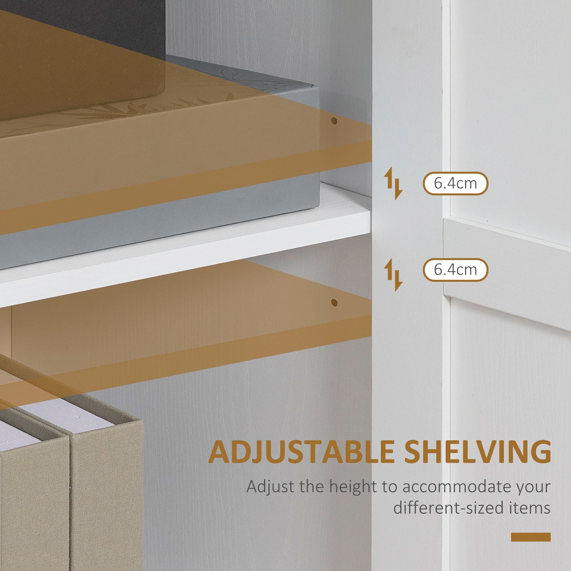 HOMCOM Kitchen Buffet Storage with 2 Doors and 2 Adjustable Shelves 90 x 39.5 x 88 cm White 