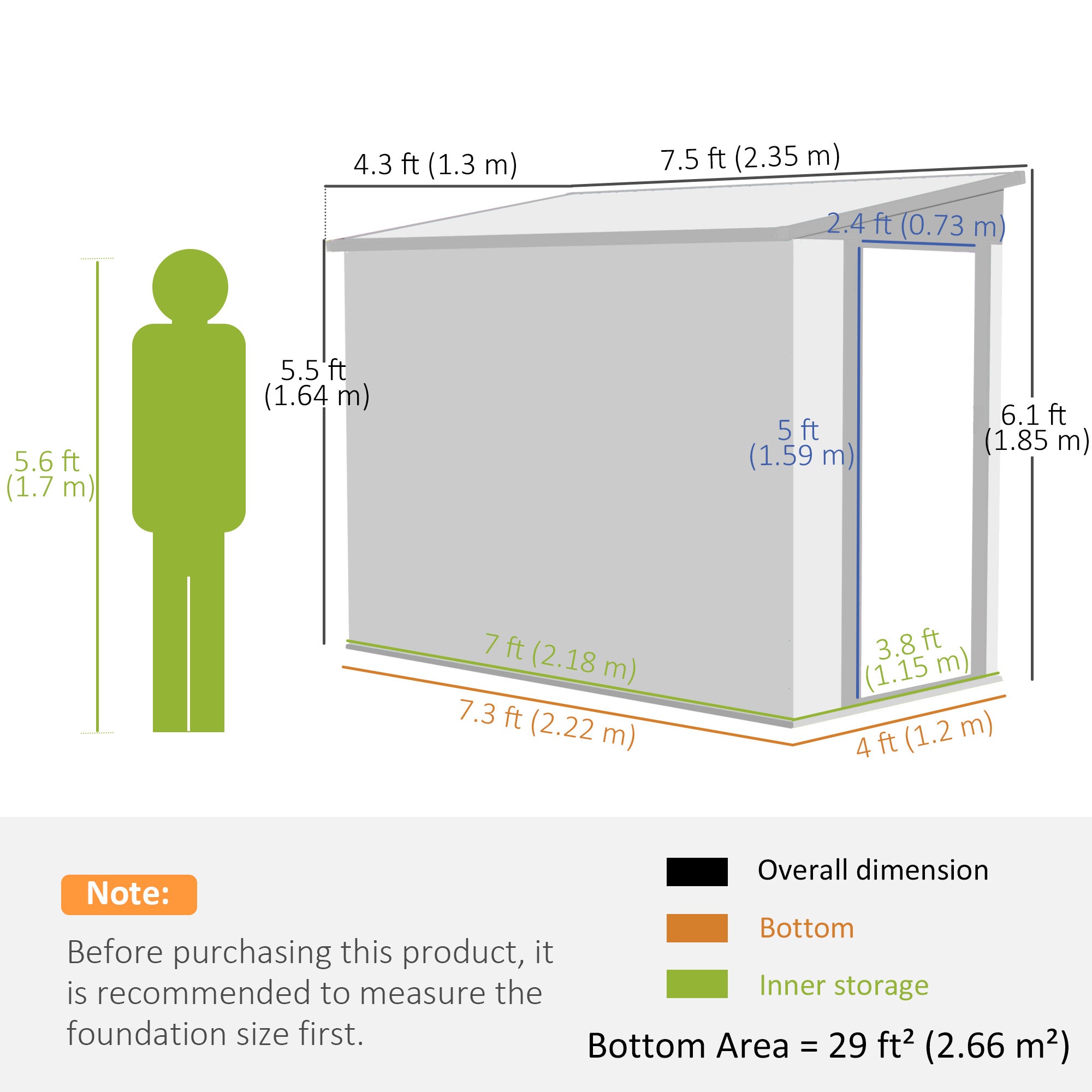 Outsunny 4 x 8ft Outdoor Storage Shed with Lockable Door & Ventilation System for Lawn Equipment, Light Grey 