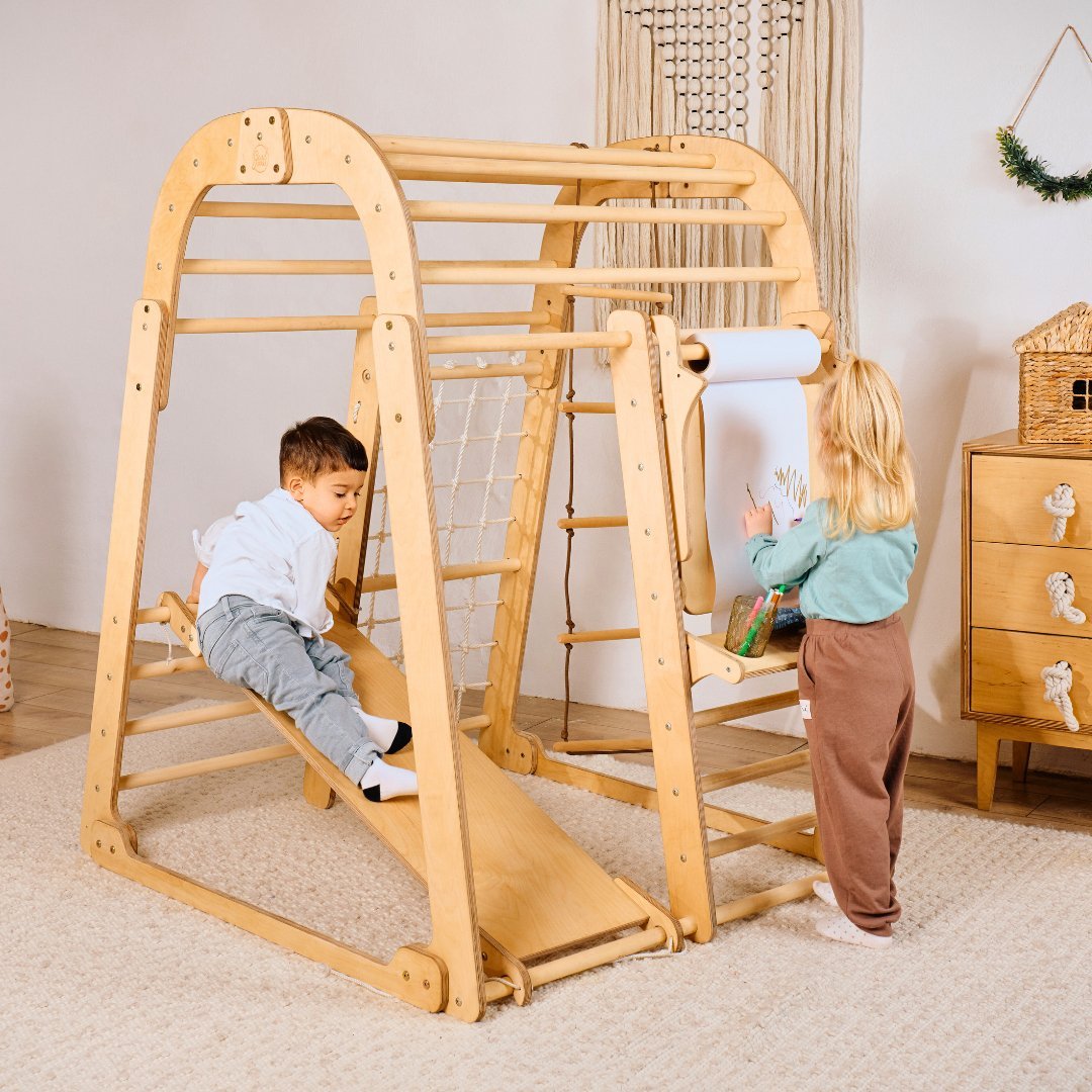 Indoor Playground for Toddlers - 7in1 Playground + Swings Set + Slide Board + Art Set 